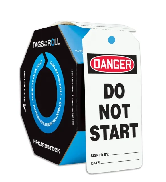 Danger Tag By The Roll, General Safety, Cardstock, 6 1/4 in H x 3 in W, White, Rectangle, 250 PK