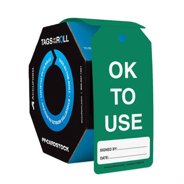 Tags By-The-Roll, Ok To Use, PF-Cardstock, 250/Rl
