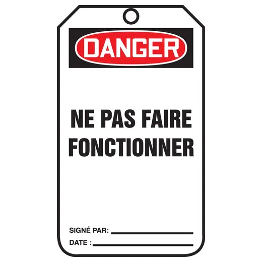 Danger, PF-Cardstock, 3-1/4 in Width, 1/4 in Height, ,5 PK