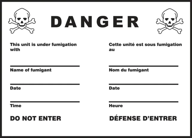 Accuform TCP965CT100 10"" x 14"" TDG Placard - Fumigation Sign