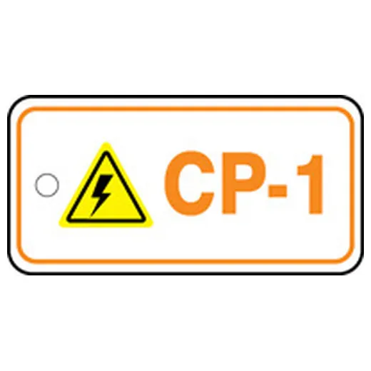 Energy Source ID Tag, No Header, Plastic, 3" Width, 1-1/2" Height, Write On Surface: No