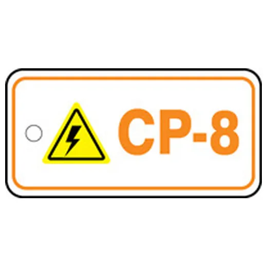 Energy Source ID Tag, No Header, Plastic, 3" Width, 1-1/2" Height, Write On Surface: No