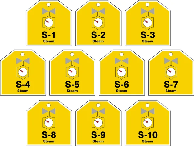 Energy Source ID Tag, No Header, vinyl, 2-1/2" Width, 2-1/2" Height, Write On Surface: No ,10 PK
