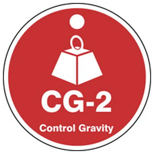 Energy Source ID Tag, CG-2 CONTROL GRAVITY, 2.5in x 2.5in, Adhesive Dura-Poly, 5PK