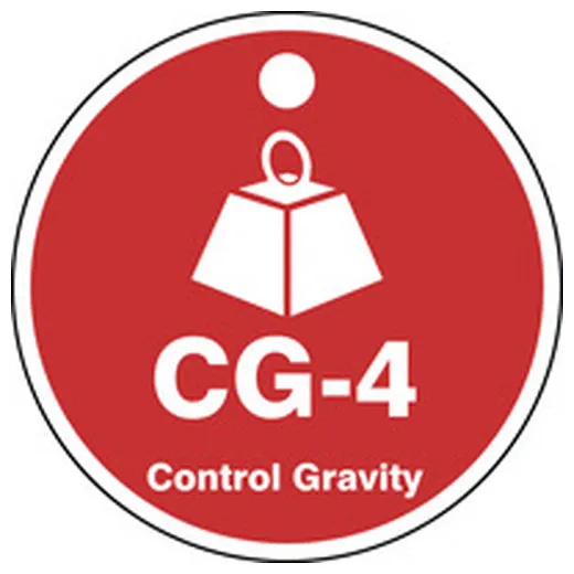 Energy Source ID Tag, CG-4 CONTROL GRAVITY, 2.5in x 2.5in, Adhesive Dura-Poly, 5PK