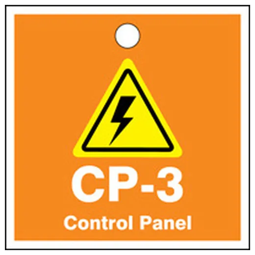 Energy Source ID Tag, No Header, Plastic, 2-1/2" Width, 2-1/2" Height, Write On Surface: No
