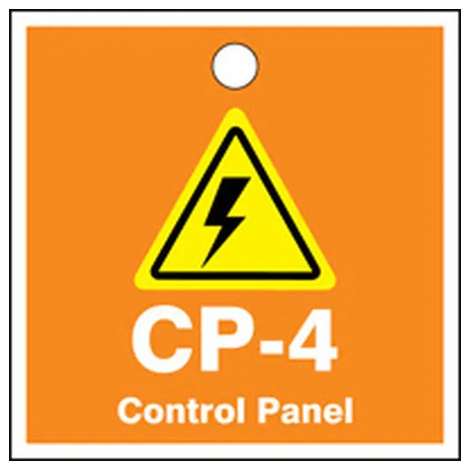 Energy Source ID Tag, No Header, Plastic, 2-1/2" Width, 2-1/2" Height, Write On Surface: No