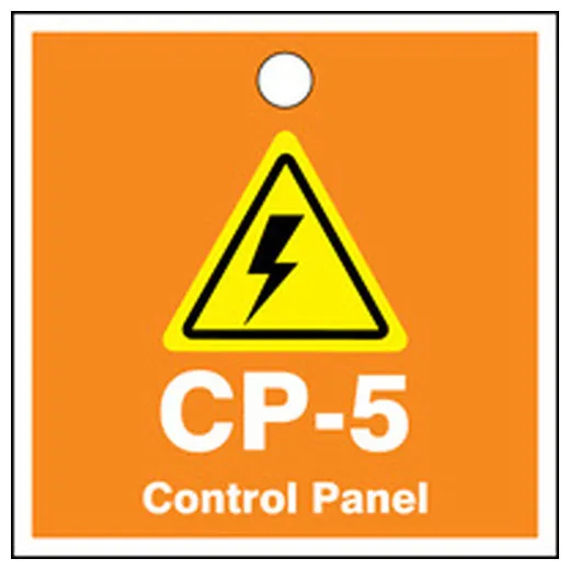 Energy Source ID Tag, No Header, Plastic, 2-1/2" Width, 2-1/2" Height, Write On Surface: No