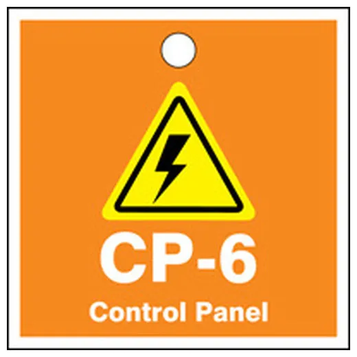 Energy Source ID Tag, No Header, vinyl, 2-1/2" Width, 2-1/2" Height, Write On Surface: No