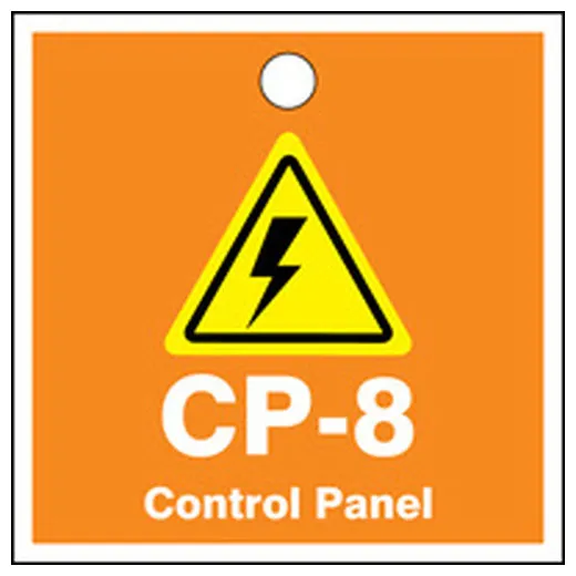 Energy Source ID Tag, No Header, Plastic, 2-1/2" Width, 2-1/2" Height, Write On Surface: No