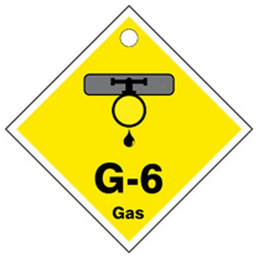 Energy Source ID Tag, G-6 GAS, 2.5in x 2.5in, Adhesive Dura-Poly, 5PK