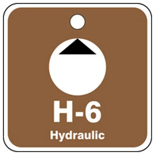 Energy Source ID Tag, H-6 HYDRAULIC, 2.5in x 2.5in, Plastic, 5PK