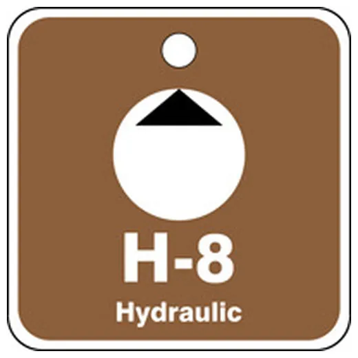 Energy Source ID Tag, H-8 HYDRAULIC, 2.5in x 2.5in, Adhesive Dura-Poly, 5PK