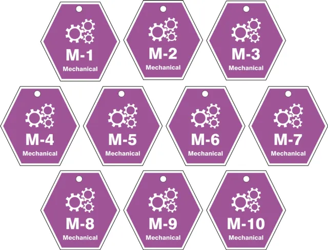 Energy Source ID Tag, No Header, vinyl, 2-1/2" Width, 2-1/2" Height, Write On Surface: No ,10 PK