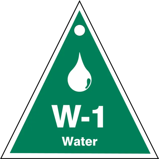 Energy Source ID Tag, W-1 Water, 2.5" X 2.5", Adhesive Dura-Poly, 5/PK