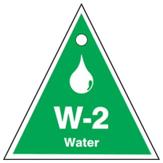 Energy Source ID Tag, W-2 Water, 2.5" X 2.5", Adhesive Dura-Poly, 5/PK