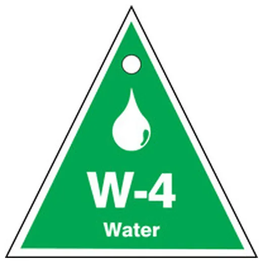 Energy Source ID Tag, W-4 WATER, 2.5in x 2.5in, Plastic, 5PK