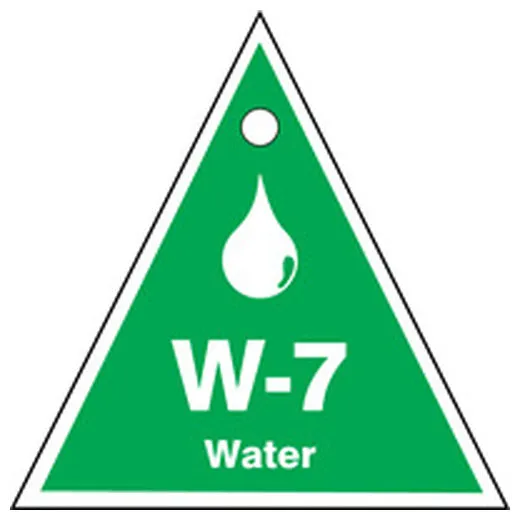 Energy Source ID Tag, W-7 Water, 2.5" X 2.5", Adhesive Dura-Poly, 5/PK