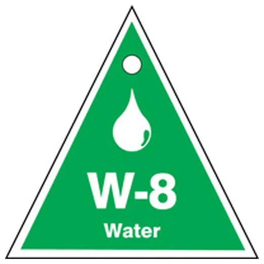 Energy Source ID Tag, W-8 WATER, 2.5in x 2.5in, Plastic, 5PK