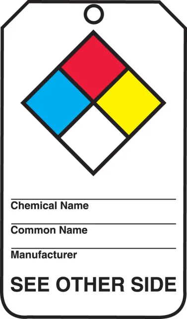 Safety Tags, NFPA TARGET ORGANS, 5.75in x 3.25in, Self-Laminating RP-Plastic, 5PK