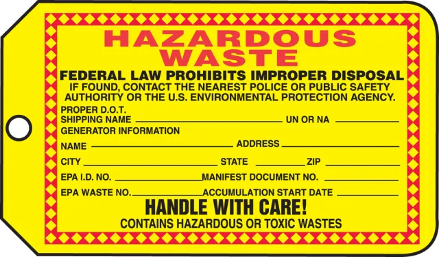 Accuform THS325PTP Safety Tag: Hazardous Waste - Handle With Care
