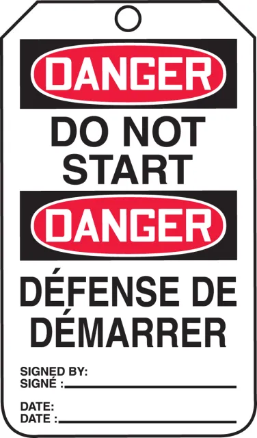 Accuform TMF129PTP Do Not Operate Tag English/French