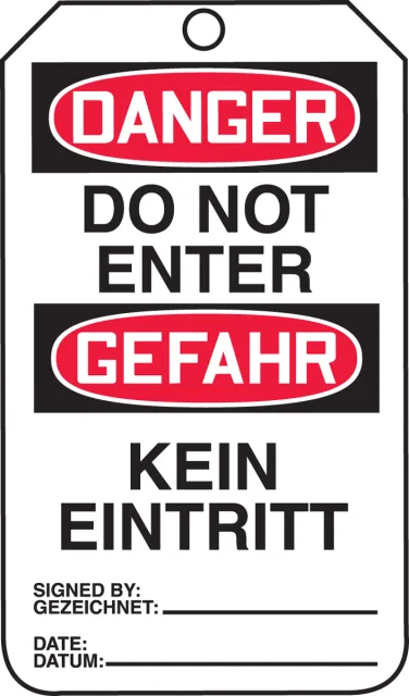 Danger, RP-Plastic, 3-1/4 in Width, 0.075 in Height, ,25 PK