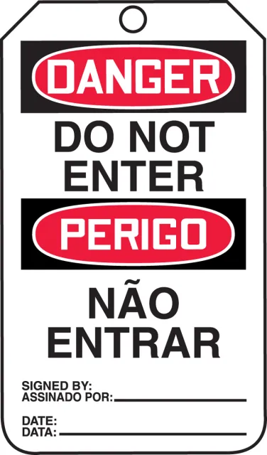 Accuform TMP187PTP Do Not Enter Tag English/Portuguese (Brazilian Dialect)