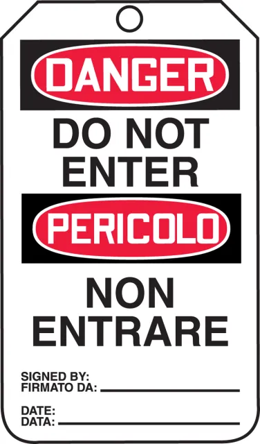 Danger, RP-Plastic, 3-1/4 in Width, 0.075 in Height, ,25 PK