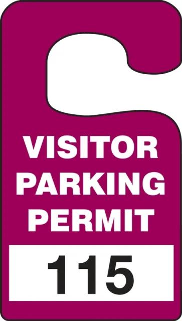 Parking Permit Tag, VISITOR PARKING PERMIT Numbered 400-499, Purple, 5in x 3in, 100PK