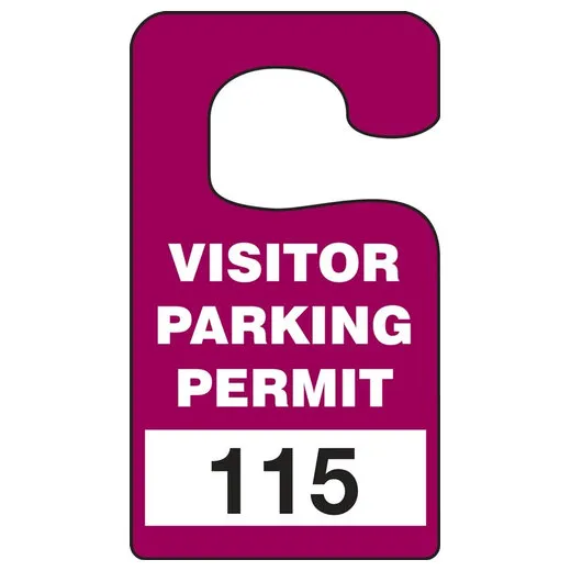 Parking Permit Tag, VISITOR PARKING PERMIT Numbered 900-999, Yellow, 5in x 3in, 100PK