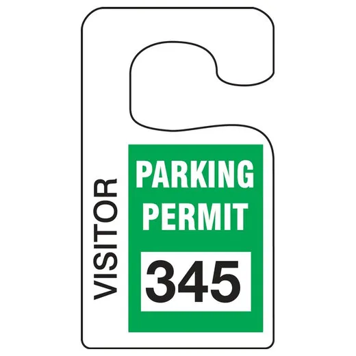 Accuform TNT268RDC 5"" x 3"" Vertical Hanging Parking Permit: Visitor Parking Permit
