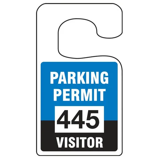 Parking Permit Tag, VISITOR Numbered 100-199, Maroon, 5in x 3in, Laminated PF-Cardstock, 100PK