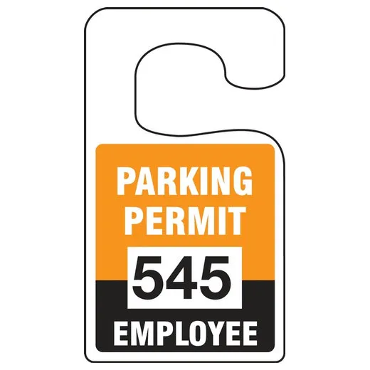 Parking Permit Tag, EMPLOYEE Numbered 100-199, Blue, 5in x 3in, Laminated PF-Cardstock, 100PK