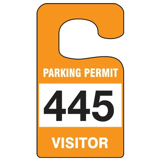 Parking Permit Tag, VISITOR Numbered 800-899, Blue, 5in x 3in, Laminated PF-Cardstock, 100PK