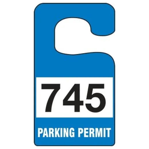 Parking Permit Tag, PARKING PERMIT Numbered 500-599, Black, 5in x 3in, Laminated PF-Cardstock,100PK