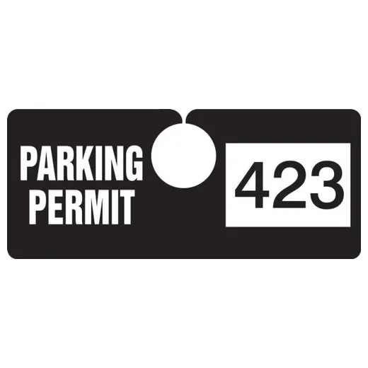Accuform TNT423BKF 2"" x 4-3/4"" Horizontal Hanging Parking Tag: Parking Permit with Unique Number Black Series 500-599