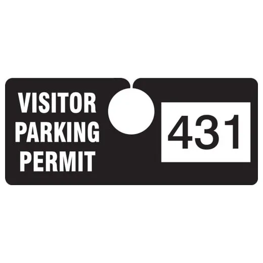 Accuform TNT431BKE 2"" x 4-3/4"" Hanging Parking Permit - Horizontal Black Series 400-499