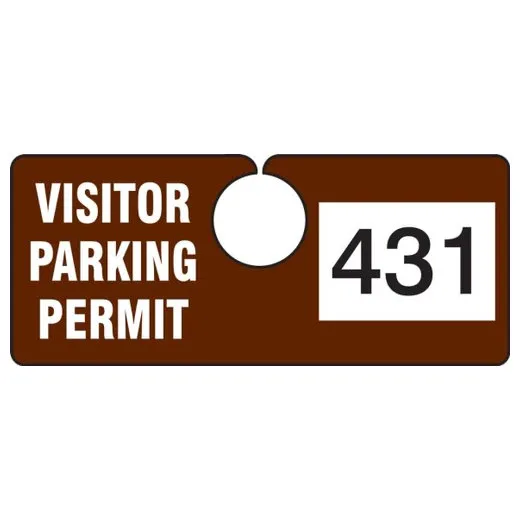Accuform TNT431BRA 2"" x 4-3/4"" Hanging Parking Permit - Horizontal Brown Series 001-099