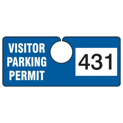 Accuform TNT431BUK 2"" x 4-3/4"" Hanging Parking Permit - Horizontal Blue Series 900-999