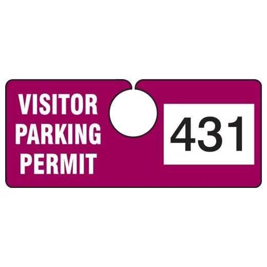 Accuform TNT431MRB 2"" x 4-3/4"" Hanging Parking Permit - Horizontal Maroon Series 100-199