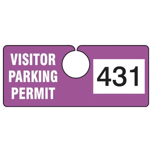Accuform TNT431PRD 2"" x 4-3/4"" Hanging Parking Permit - Horizontal Purple 300-399 Series