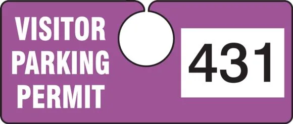 Accuform TNT431PRH 2"" x 4-3/4"" Hanging Parking Permit - Horizontal Purple Series 700-799