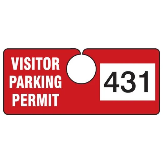 Accuform TNT431RDB 2"" x 4-3/4"" Hanging Parking Permit - Horizontal Red Series 100-199