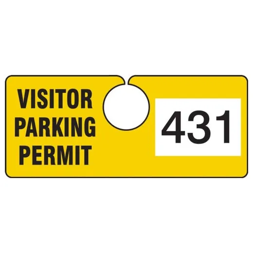Accuform TNT431YLE 2"" x 4-3/4"" Hanging Parking Permit - Horizontal Yellow Series 400-499