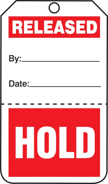 Accuform TPP101CTP Safety Tag: Release/Hold - Perforated