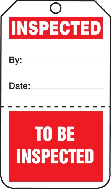 Accuform TPP102PTP Safety Tag: Inspected/To Be Inspected - Perforated