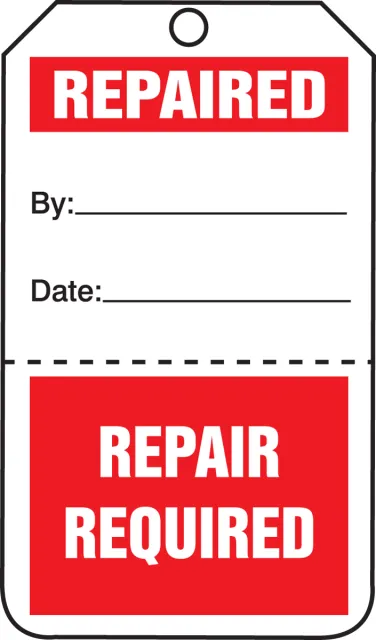 Accuform TPP104PTP Safety Tag: Repaired/Repair Required - Perforated