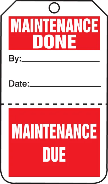 Accuform TPP105CTP Safety Tag: Maintenance Done/Due - Perforated