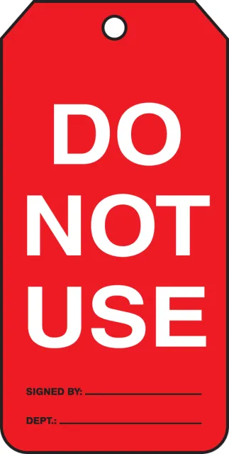 Accuform TRM109PTP 4-1/4"" x 2-1/8"" Mini Record Safety Tag: Do Not Use